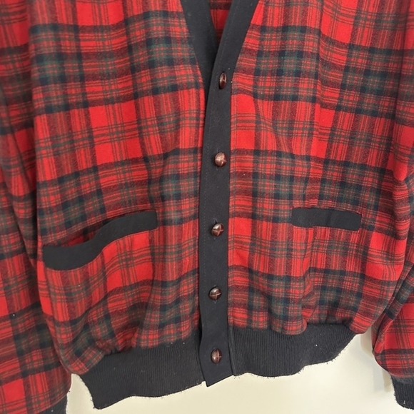 Vintage Pendleton Cardigan Jacket Mens XL Red Black Plaid Wool USA 80s Western - Picture 8 of 16
